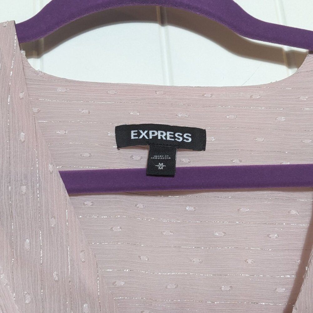 NWOT Express Metallic Pleated Button Front Shirt (Medium) - Picture 3 of 4